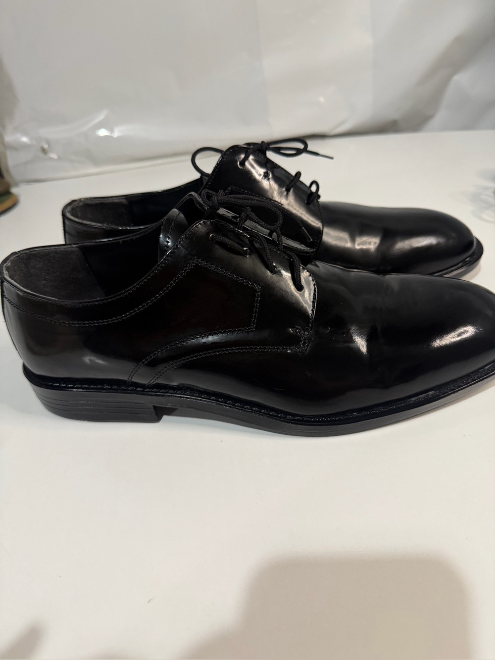 ADOLFO Made in Italy Mens Black Patent Leather Oxfords Size 10.5